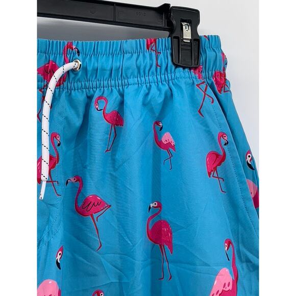 UNBRANDED Men's Light Blue Pink Flamingo Print Drawstring Waist Shorts SZ M - Picture 6 of 9